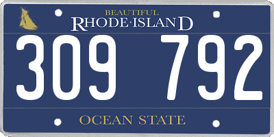 RI license plate 309792