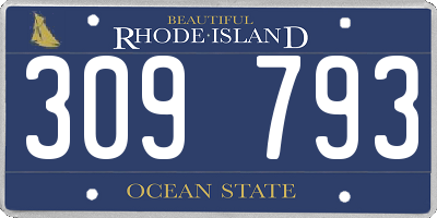 RI license plate 309793