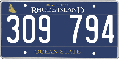 RI license plate 309794