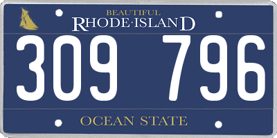 RI license plate 309796