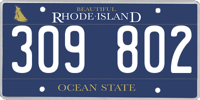 RI license plate 309802