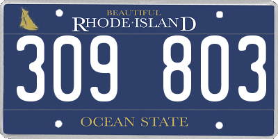 RI license plate 309803