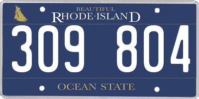 RI license plate 309804
