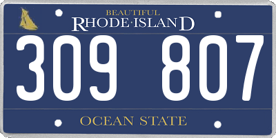RI license plate 309807