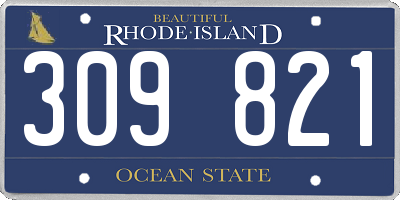 RI license plate 309821