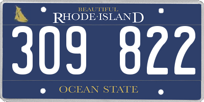 RI license plate 309822