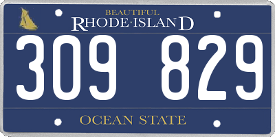 RI license plate 309829