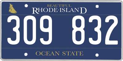 RI license plate 309832