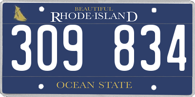 RI license plate 309834