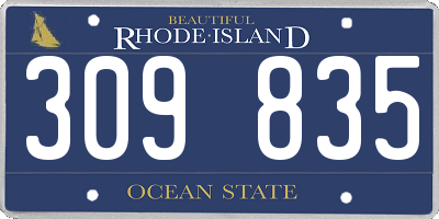 RI license plate 309835