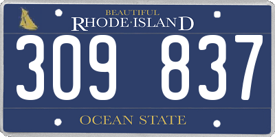 RI license plate 309837