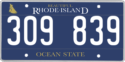 RI license plate 309839