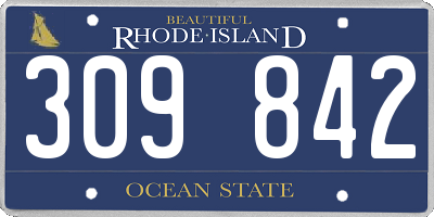 RI license plate 309842