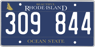 RI license plate 309844