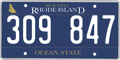RI license plate 309847