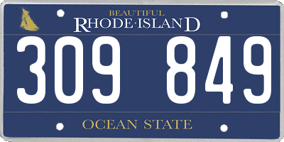 RI license plate 309849