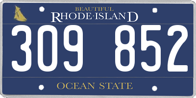 RI license plate 309852