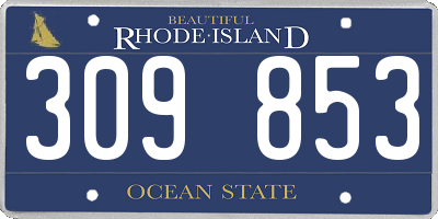 RI license plate 309853