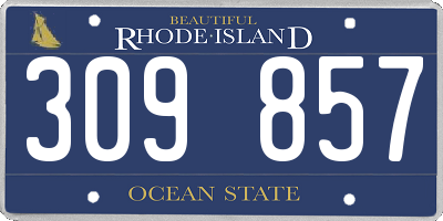 RI license plate 309857