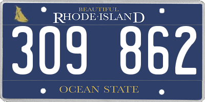 RI license plate 309862