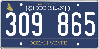 RI license plate 309865