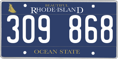 RI license plate 309868