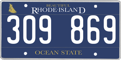 RI license plate 309869