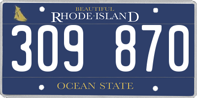 RI license plate 309870