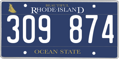 RI license plate 309874