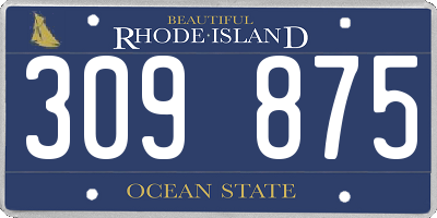 RI license plate 309875