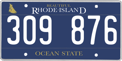 RI license plate 309876