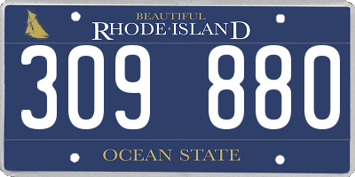RI license plate 309880