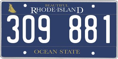 RI license plate 309881