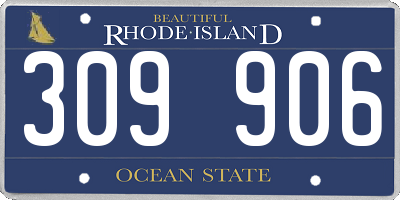 RI license plate 309906