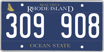RI license plate 309908