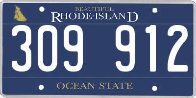 RI license plate 309912