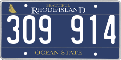 RI license plate 309914