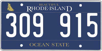 RI license plate 309915