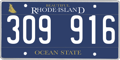RI license plate 309916