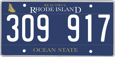 RI license plate 309917