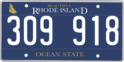RI license plate 309918
