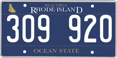 RI license plate 309920