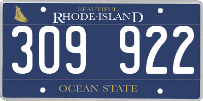 RI license plate 309922