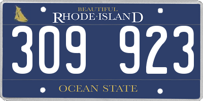 RI license plate 309923