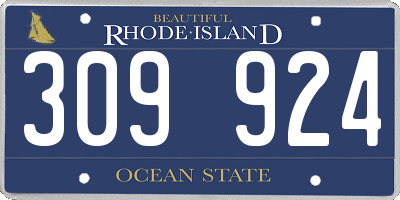 RI license plate 309924