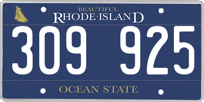 RI license plate 309925