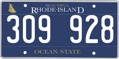 RI license plate 309928