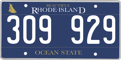 RI license plate 309929