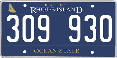 RI license plate 309930