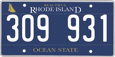 RI license plate 309931